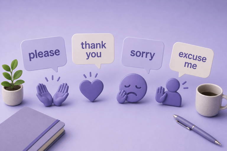 Вежливые фразы — please, thank you, sorry, excuse me